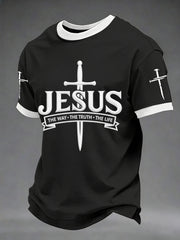 Men's Jesus The Way The Truth The Life Print Casual Tee