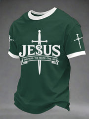Men's Jesus The Way The Truth The Life Print Casual Tee
