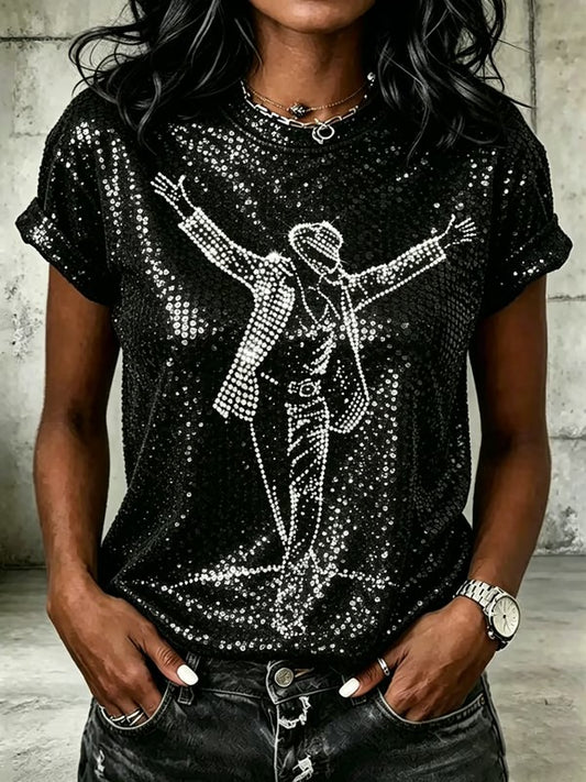 Women's Pop Music Inspired Printed T-shirt