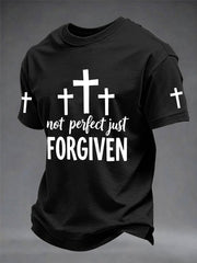 Men's Christian Cross Not Perfect Just Forgiven Print Tee