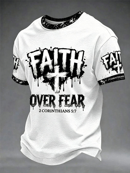 Men's Christian Faith Over Fear Cross Short Sleeve T-shirt