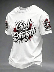 Men's Christian God Is My Strength Cross Short Sleeve T-shirt
