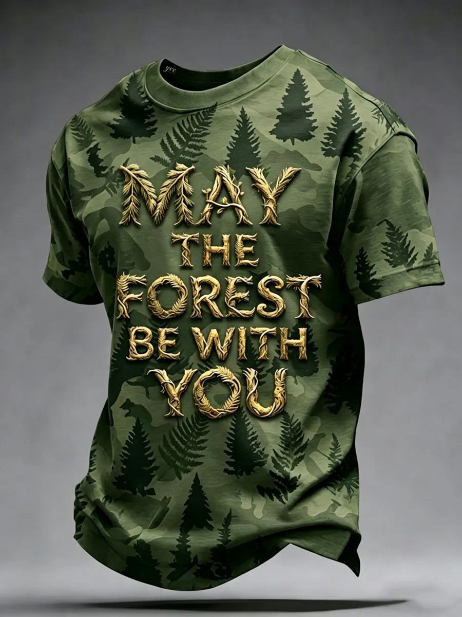 Men's May The Forest Be With You Printed Casual T-Shirt