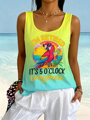 Women's Women's I'm Retired It's 5 O'clock Everywhere Parrot Print Casual Vest