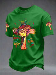 Men's Jesus The Way The Truth The Life Print Casual Tee