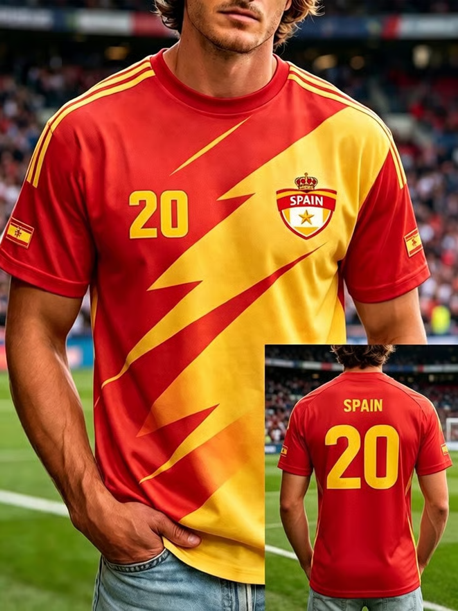 Men's Spanish Football Print short sleeve t-shirt