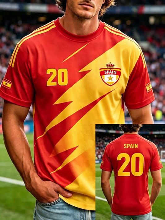 Men's Spanish Football Print short sleeve t-shirt