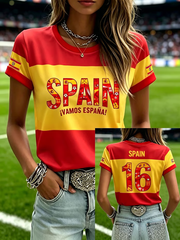 Women's Spanish Football Print short-sleeved T-shirt