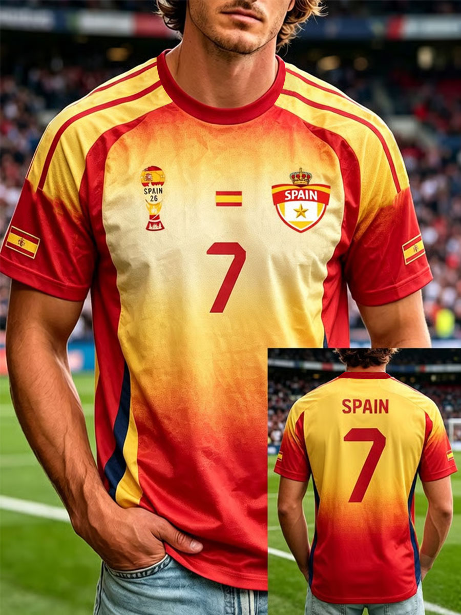 Men's Spanish Football Print short sleeve t-shirt