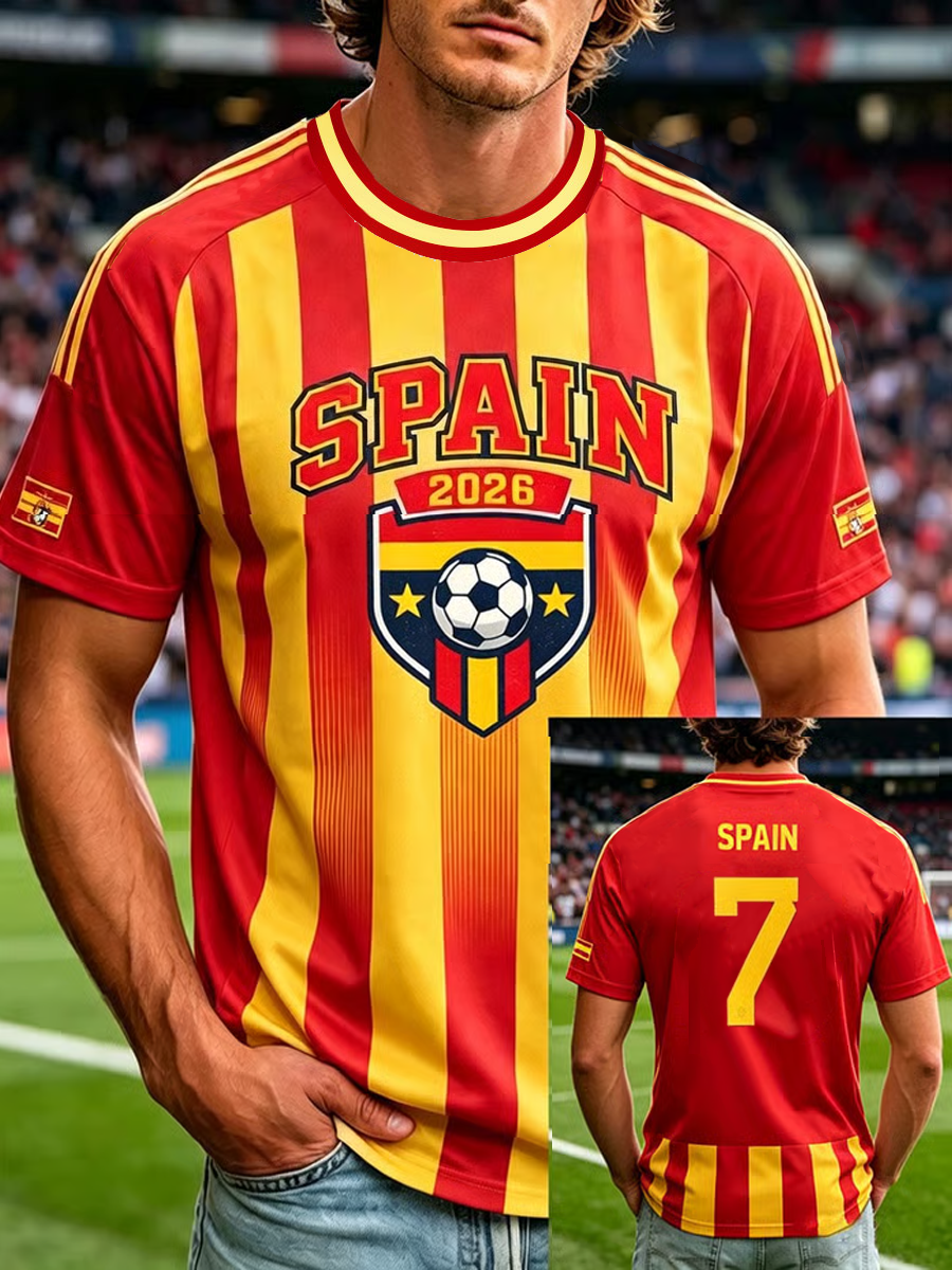 Men's Spanish Football Print short sleeve t-shirt