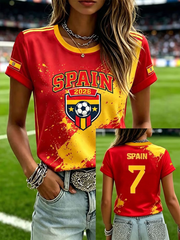 Women's Spanish Football Print short-sleeved T-shirt