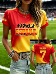 Women's Spanish Football Print short-sleeved T-shirt