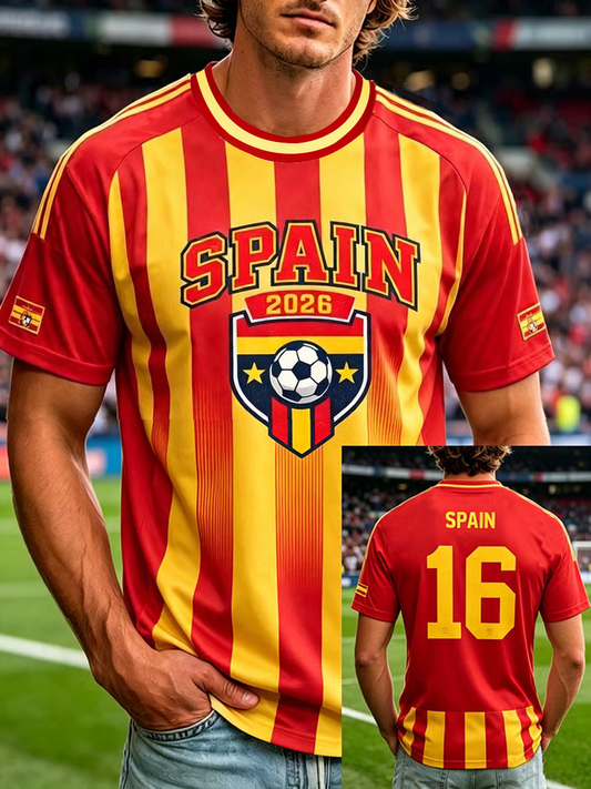 Men's Spanish Football Print short sleeve t-shirt