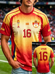 Men's Spanish Football Print short sleeve t-shirt