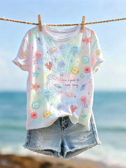 Women's Live A Good Life Colorful Underwater Art Print short-sleeved T-shirt