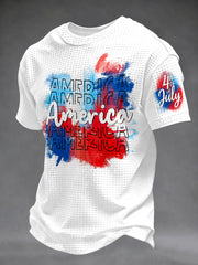 Men's Airbrush Style 4th of July Graffiti Print T-shirt