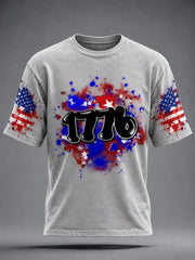 Men's Airbrush Style 4th of July Graffiti Print T-shirt