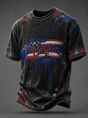 Men's Airbrush Style 4th of July Graffiti Print T-shirt