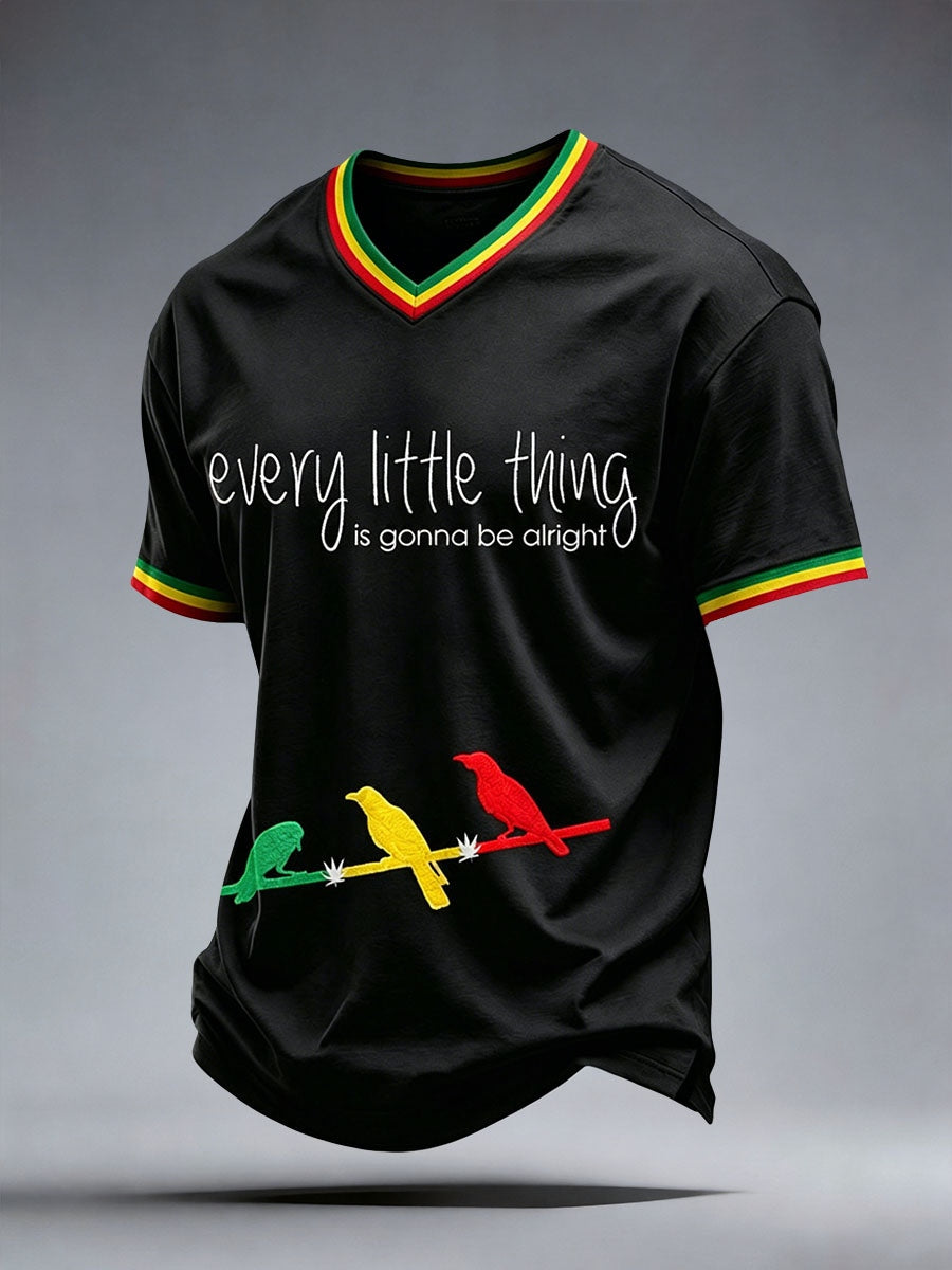 Men's Reggae Music Art Print V-Neck T-Shirt