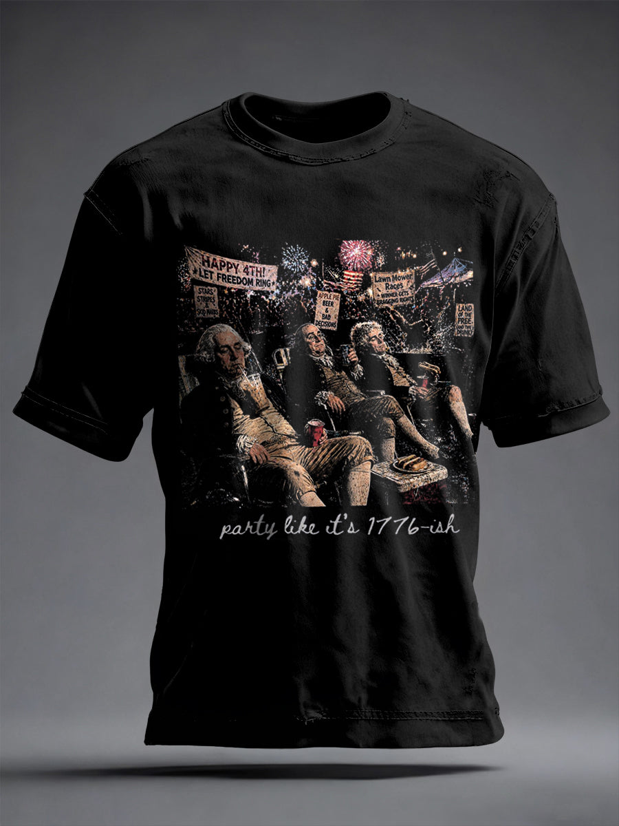 Men's Funny 4th of July Print T-shirt