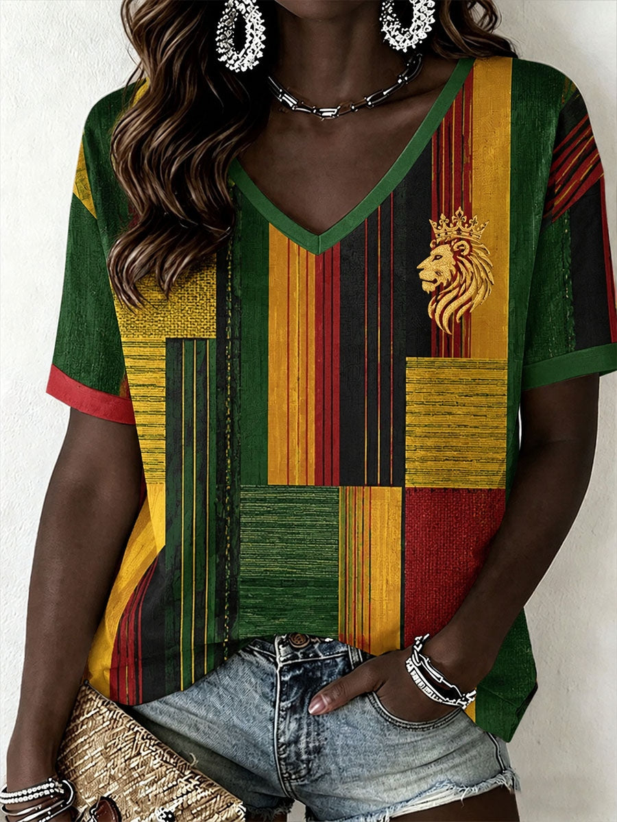 Women's Reggae V-Neck T-Shirt