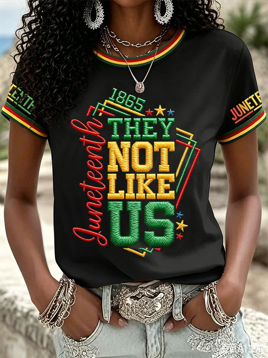 Women's  Juneteenth They Not Like Us Since 1865 Print Casual Tee