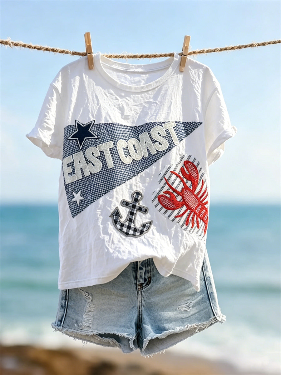 Women's East Coast Lobster & Anchor Print short-sleeved T-shirt