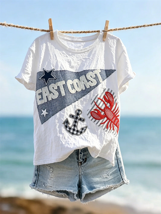 Women's East Coast Lobster & Anchor Print short-sleeved T-shirt