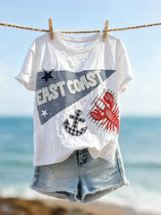 Women's East Coast Lobster & Anchor Print short-sleeved T-shirt