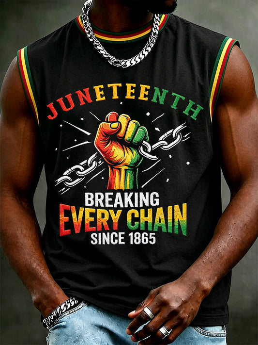 Men's Juneteenth Breaking Every Chain Since 1865 Print Casual Vests