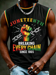 Men's Juneteenth Breaking Every Chain Since 1865 Print Casual Vests