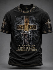 Men's Christian Man of Faith Lion and Cross Short Sleeve T-shirt