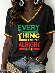 Women's Reggae Music V-Neck T-Shirt