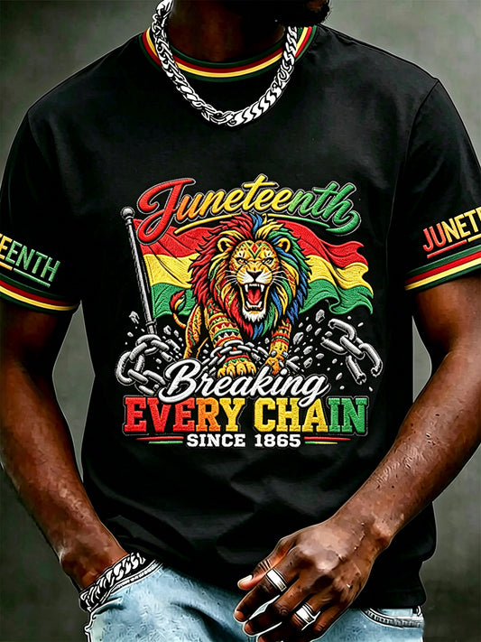 Men's Juneteenth 1865 Print Casual Short Sleeve T-shirt