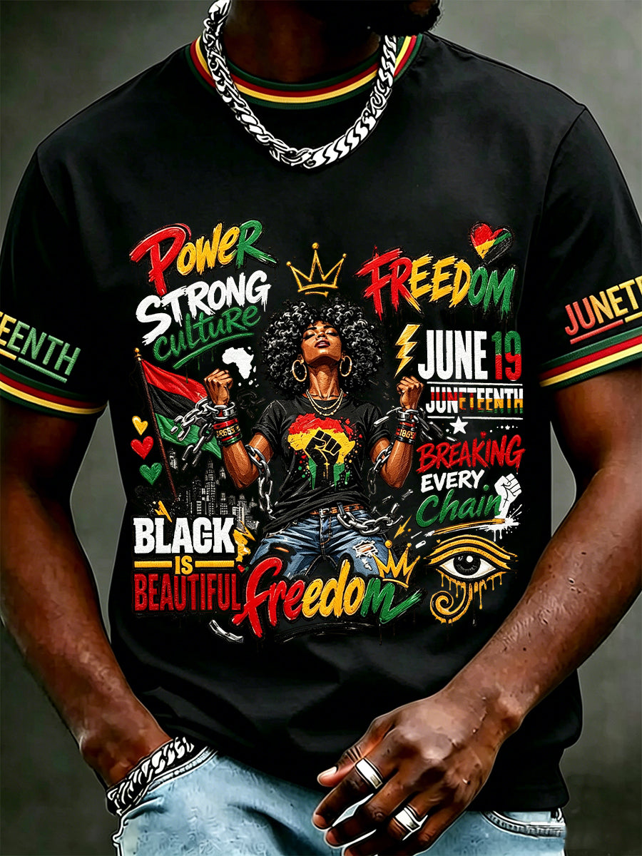 Men's Juneteenth 1865 Print Casual Short Sleeve T-shirt