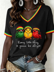Women's Reggae Music V-Neck T-Shirt