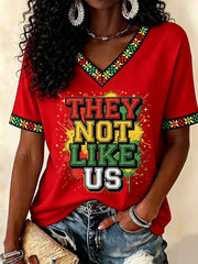 Women's Juneteenth Print V-Neck Tee