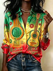 Women's Roots Rock Reggae Rasta Color Satin Shirt