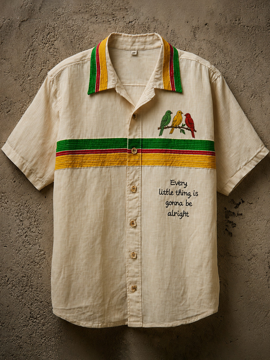Men's Reggae Music Linen Blend Shirt