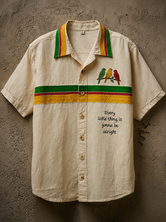 Men's Reggae Music Linen Blend Shirt