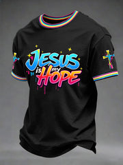 Men's Christian Cross Print Casual Tee