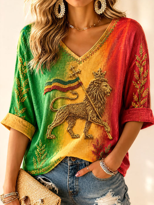 Women's Reggae Print Casual T-Shirt