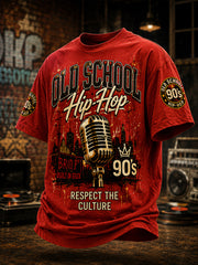Men's Retro 90s Old School Hip-Hop Print Casual Tee