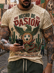 Men's Mexico Football Lover Art Printed T-shirt