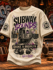 Men's Retro 90s Old School Hip-Hop Print Casual Tee