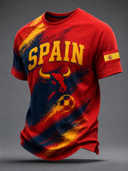 Men's Gift For Spain Soccer Fans Print Casual Tee