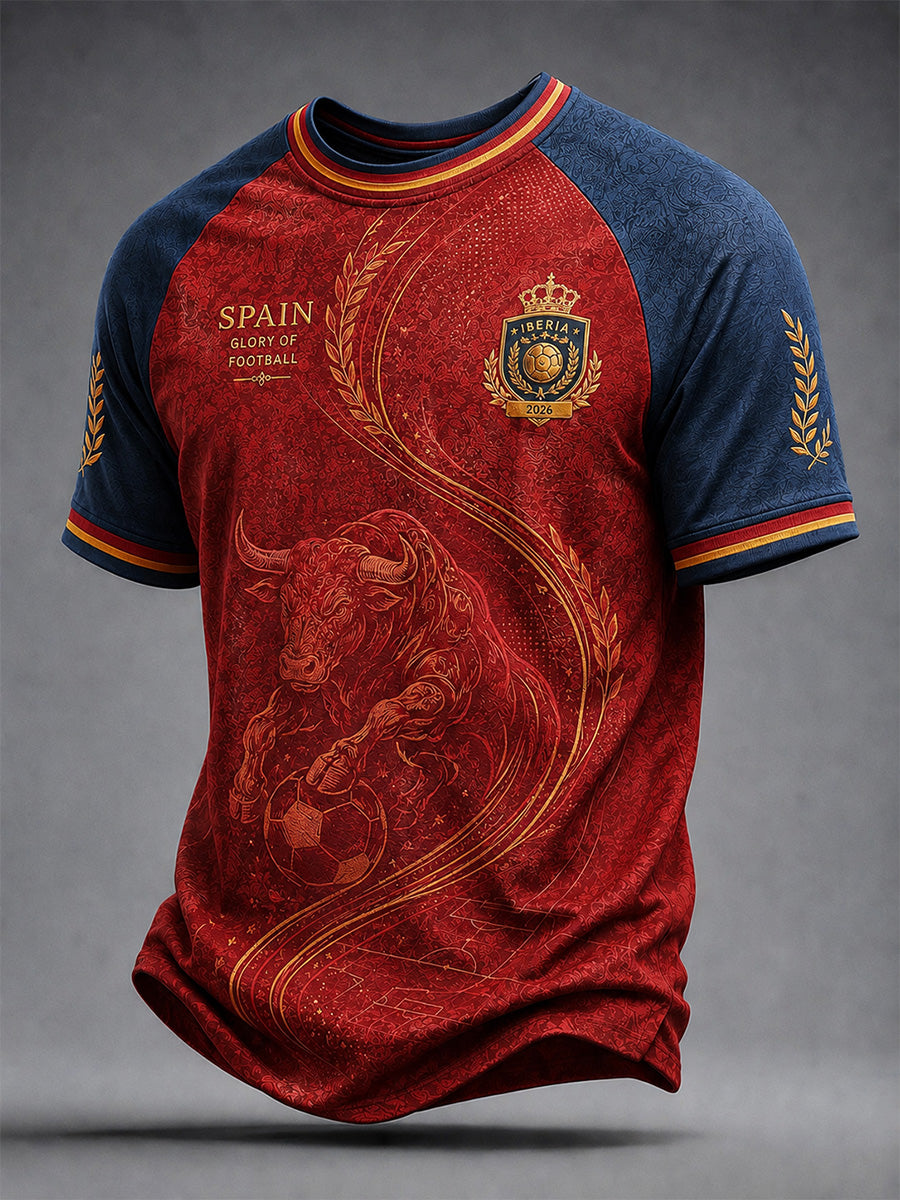 Men's Gift For Spain Soccer Fans Print Casual Tee