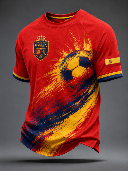 Men's Gift For Spain Soccer Fans Print Casual Tee