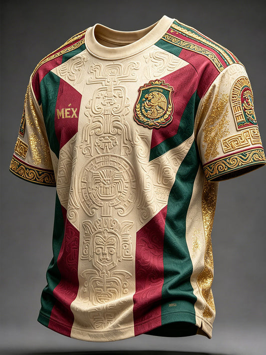 Men's Mexico Football Lover Art Printed T-shirt