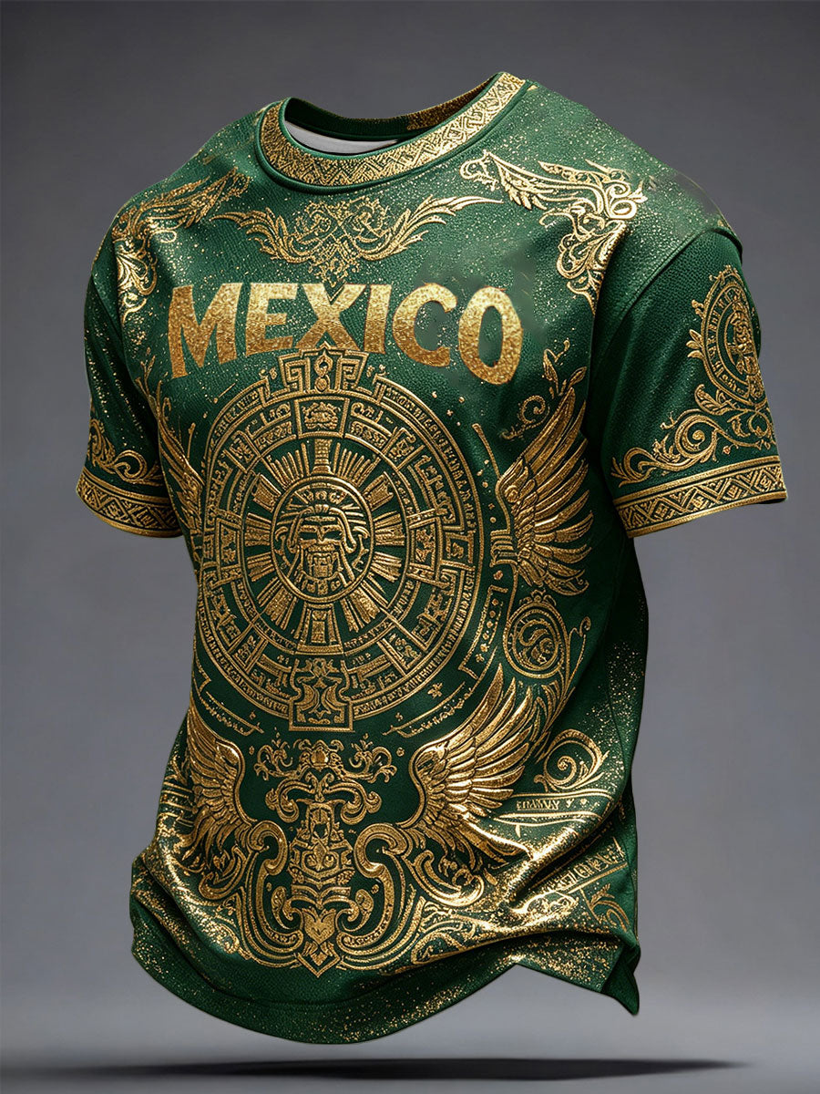 Men's Mexico Football Lover Art Printed T-shirt